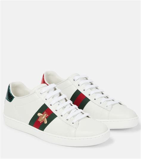 gucci ace watersnake trimmed embroidered leather sneakers|Gucci women's ace embroidered sneaker.